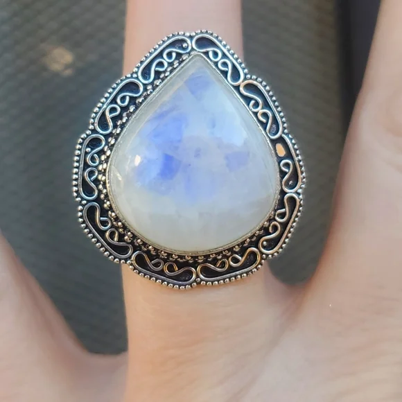New Rainbow Moonstone 925 Silver Ring. - Picture 1 of 13